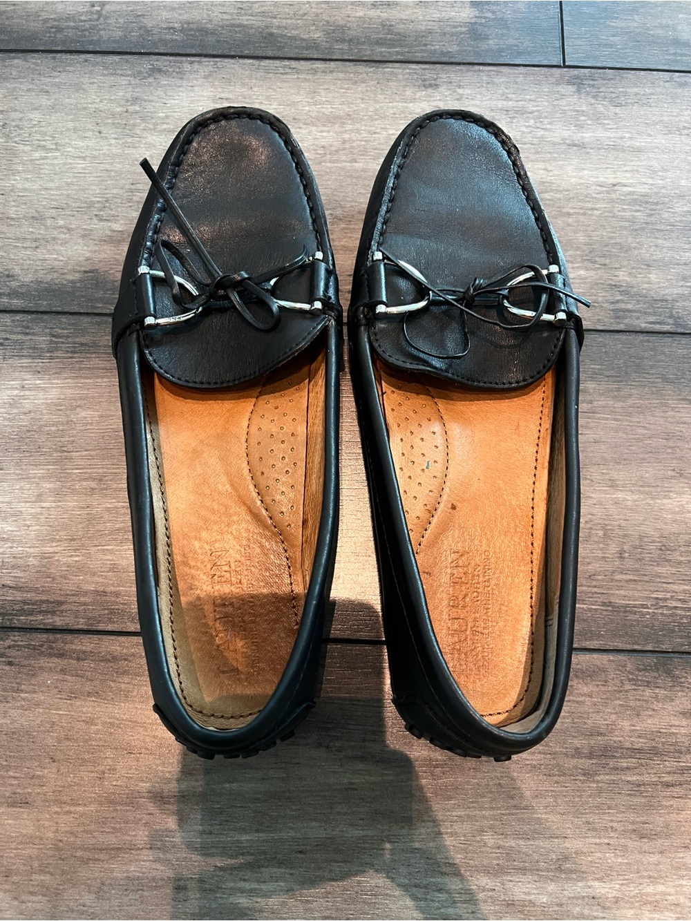 Lauren By Ralph Lauren Black Briley Leather Loafer Flats Women’s Size 8 - Picture 2 of 7